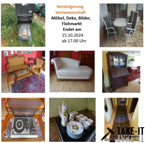 Estate furniture, porcelain, pictures, flea market